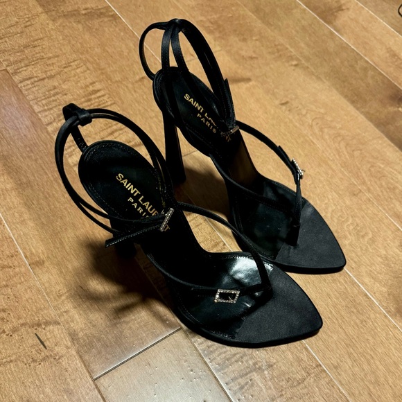 STUNNING Saint Laurent Nadja satin sandals with Crystals embellished Buckles 38 - Picture 11 of 15